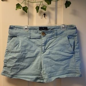 American Eagle Outfitters Light Blue Midi Stretch Shorts
